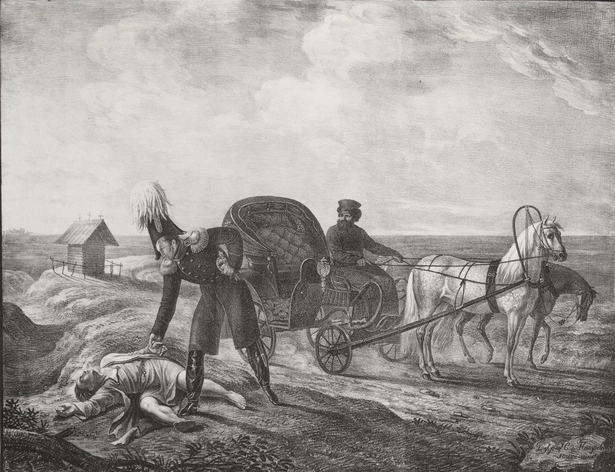 Emperor Alexander I Helps a Needy Person, 1820 by Carl von Hampeln