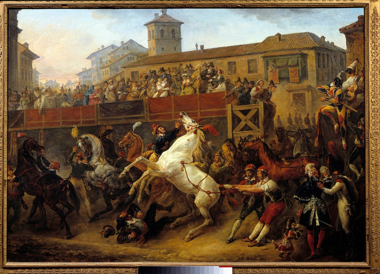 Free horse race during the carnival by Carle Vernet