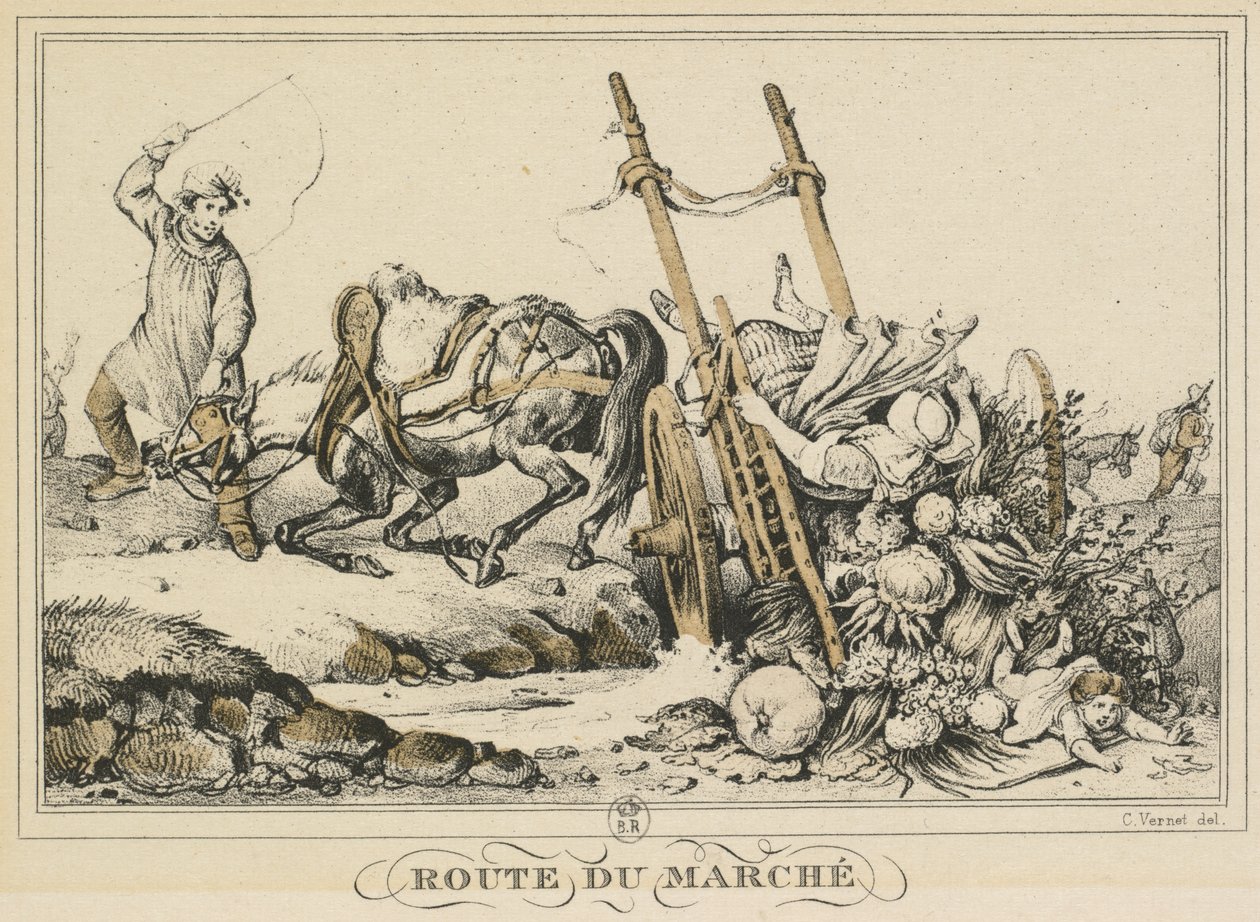 Scenes of Daily Life, Roads and Paths: Road to Market by Carle Vernet
