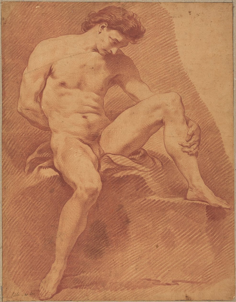 A Seated Male Nude by Carle van Loo