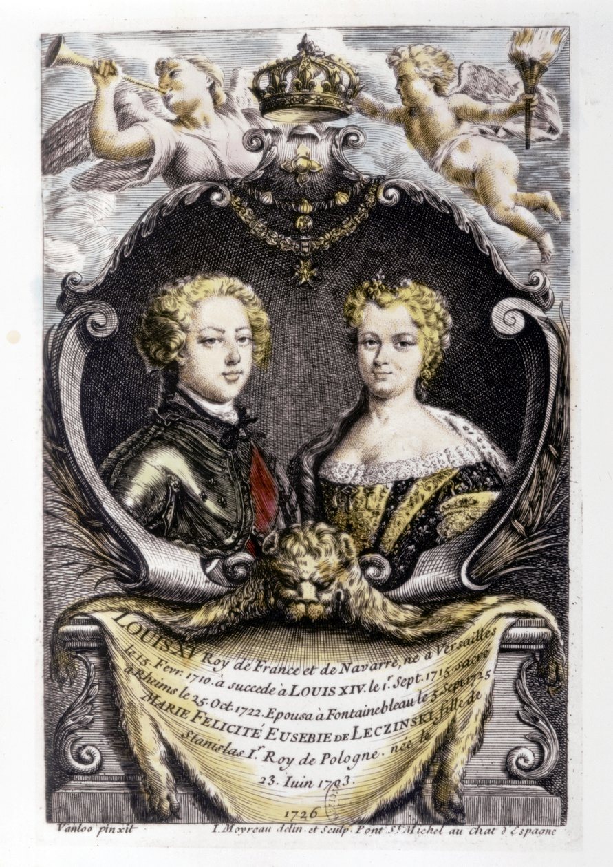 Louis XV and Marie Leszczyńska: Louis XV (15 years old) and Marie Leszczyńska (22 years old) by Carle van Loo