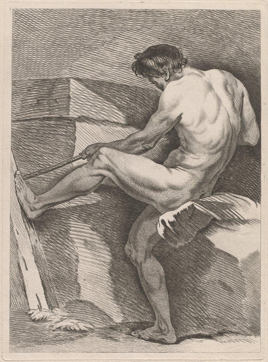 Man Pulling a Rope, His Foot Braced by Carle van Loo