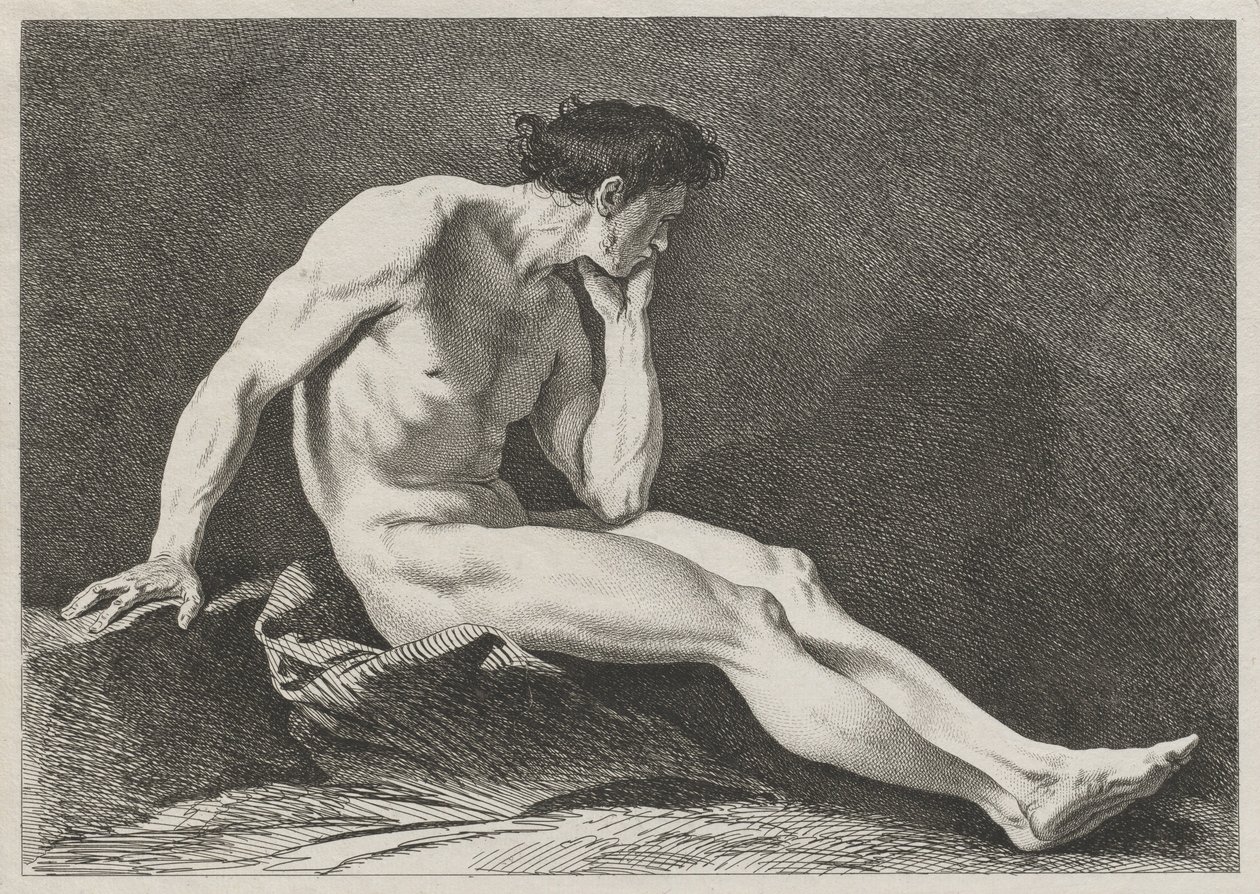 Seated Man with Head in Hand by Carle van Loo
