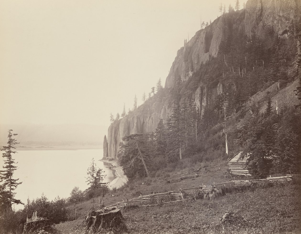 Cape Horn, Columbia River, 1867 by Carleton Emmons Watkins