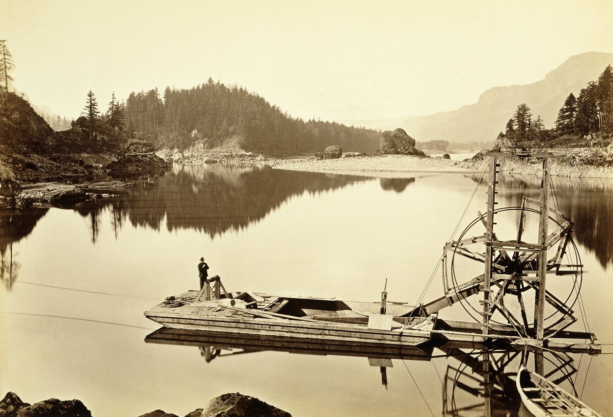 Floating Salmon Wheel, Cascades by Carleton E. Watkins