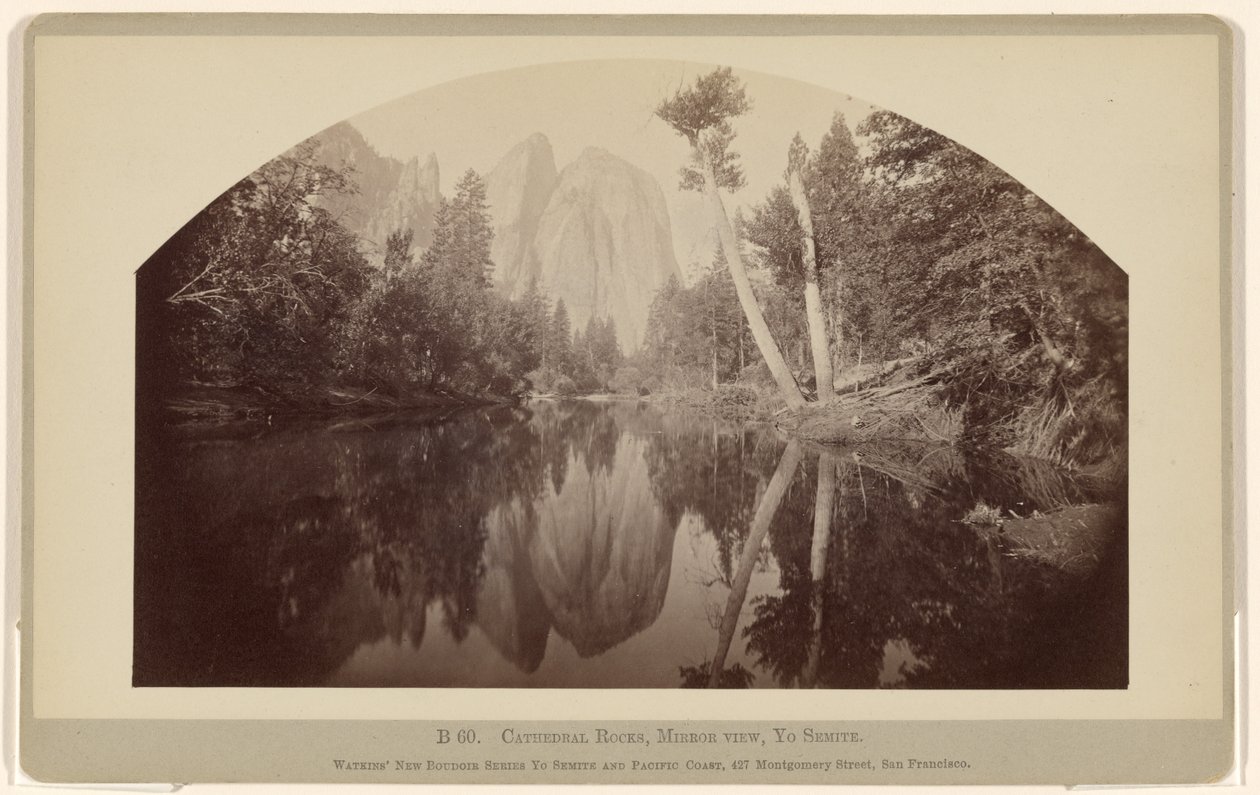 B 60. Cathedral Rocks, Mirror View, Yosemite by Carleton Watkins