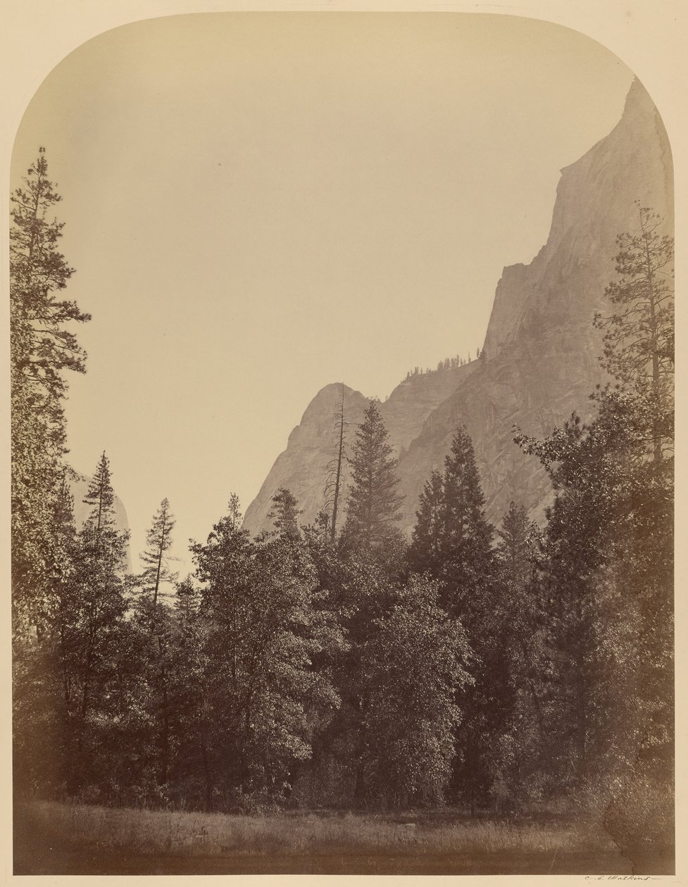 Outline View of the Half Dome - 4967 ft., Yosemite by Carleton Watkins