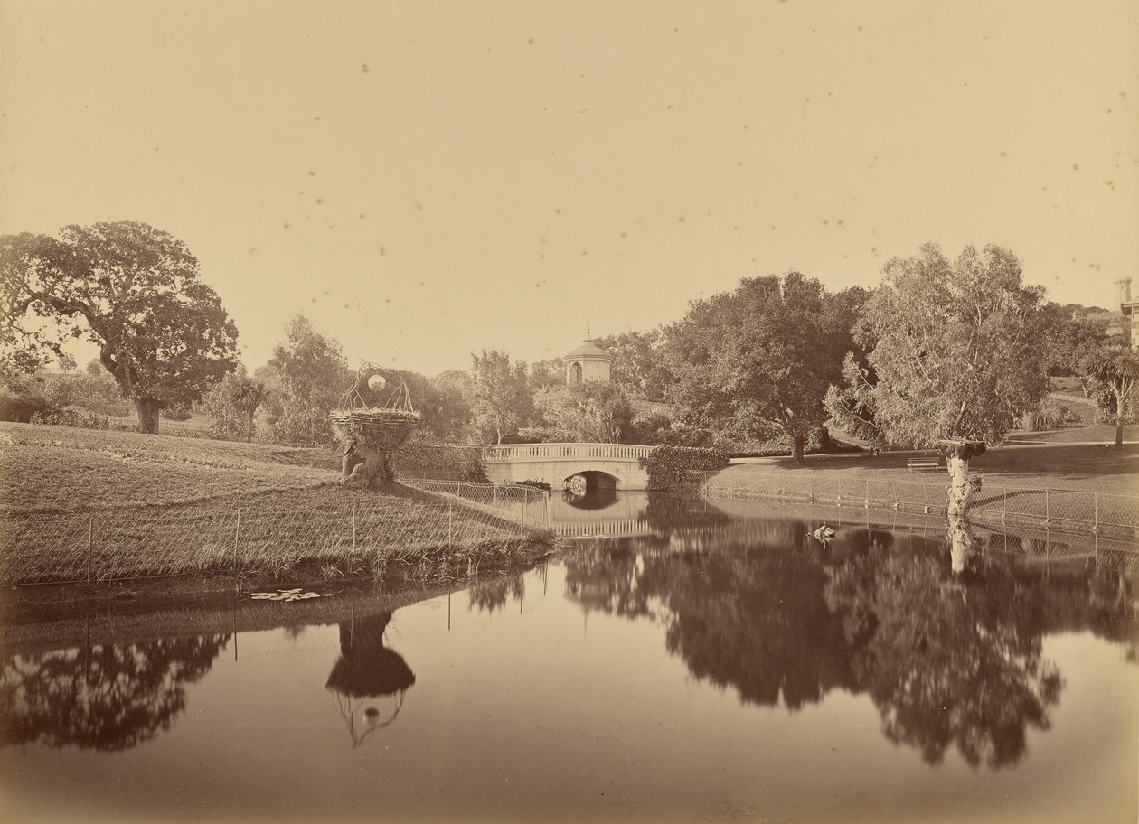 Pond and Bridge, Thurlow Lodge by Carleton Watkins