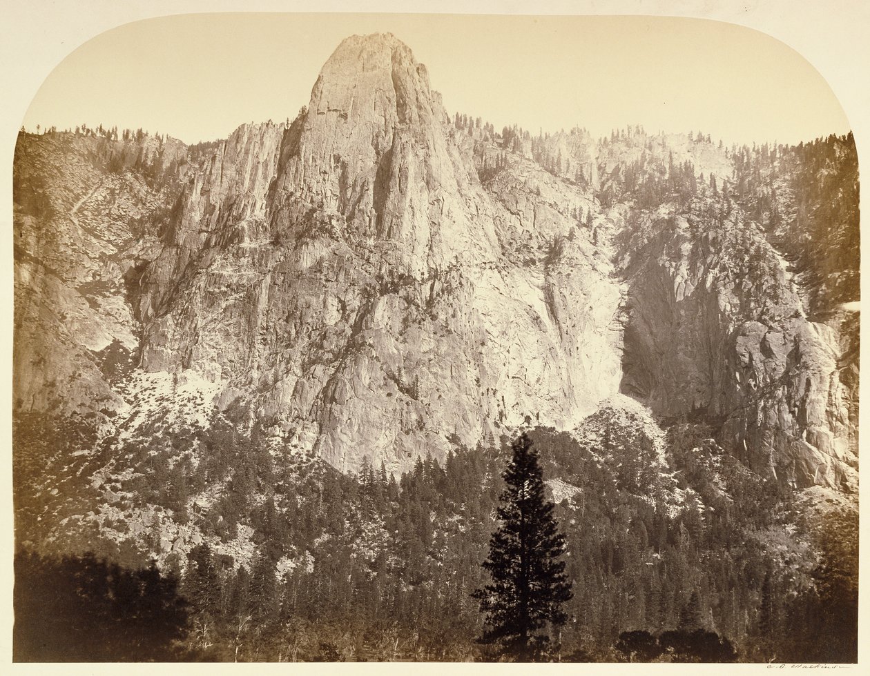 Sentinel (Front View) 3270 ft. Yosemite by Carleton Watkins