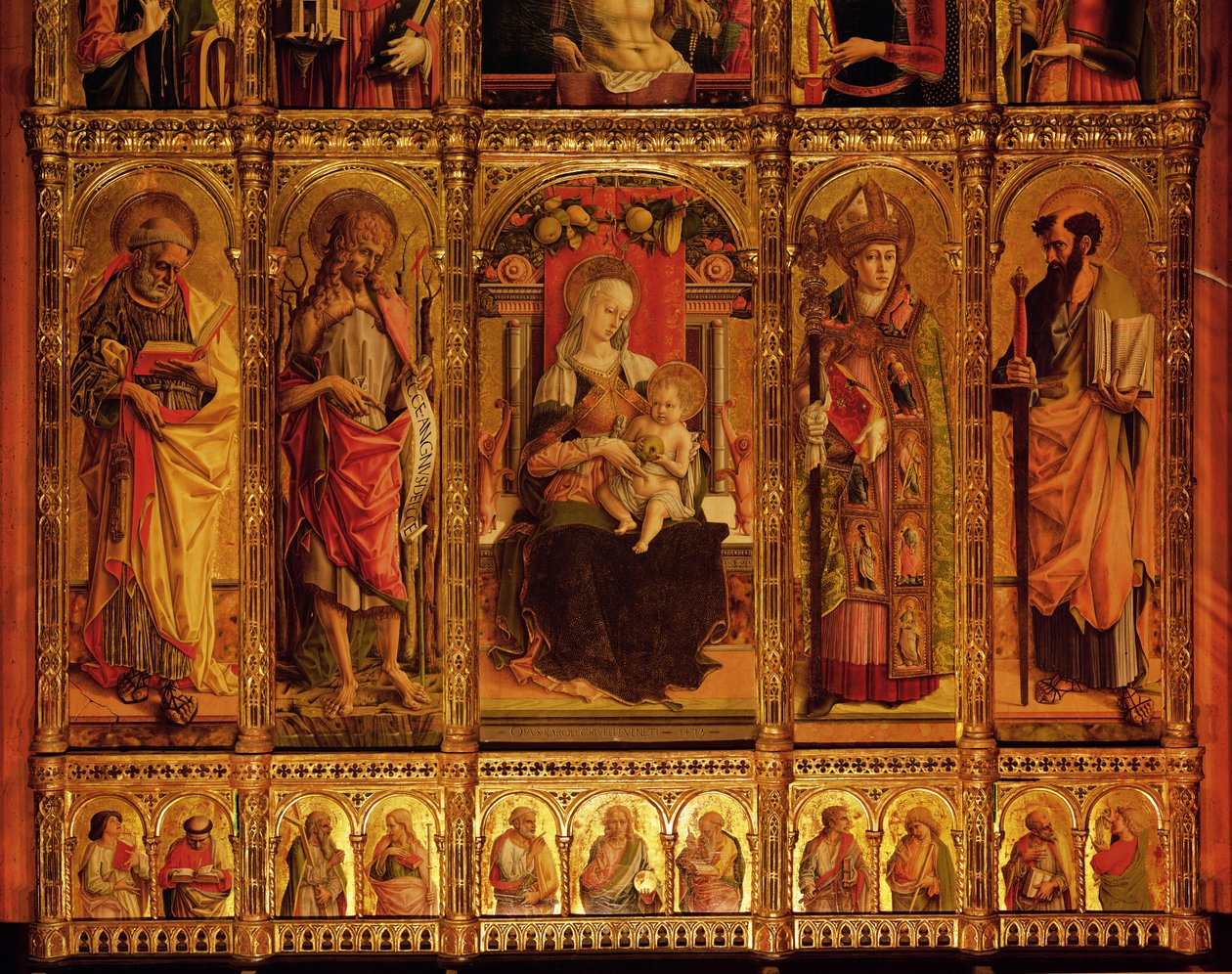 Altarpiece of St Emidio (polyptych, detail of the Virgin and the Saints Saint Paul, Saint John the Baptist, Saint Etienne and Saint Paul) by Carlo Crivelli