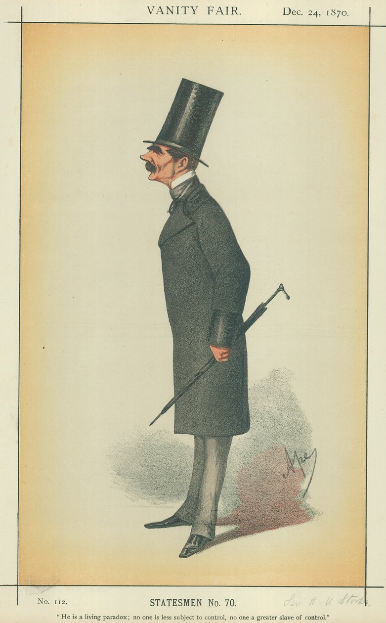 Sir H K Storks, Vanity Fair Cartoon, 24 December 1870 by Carlo (1839-89) Pellegrini