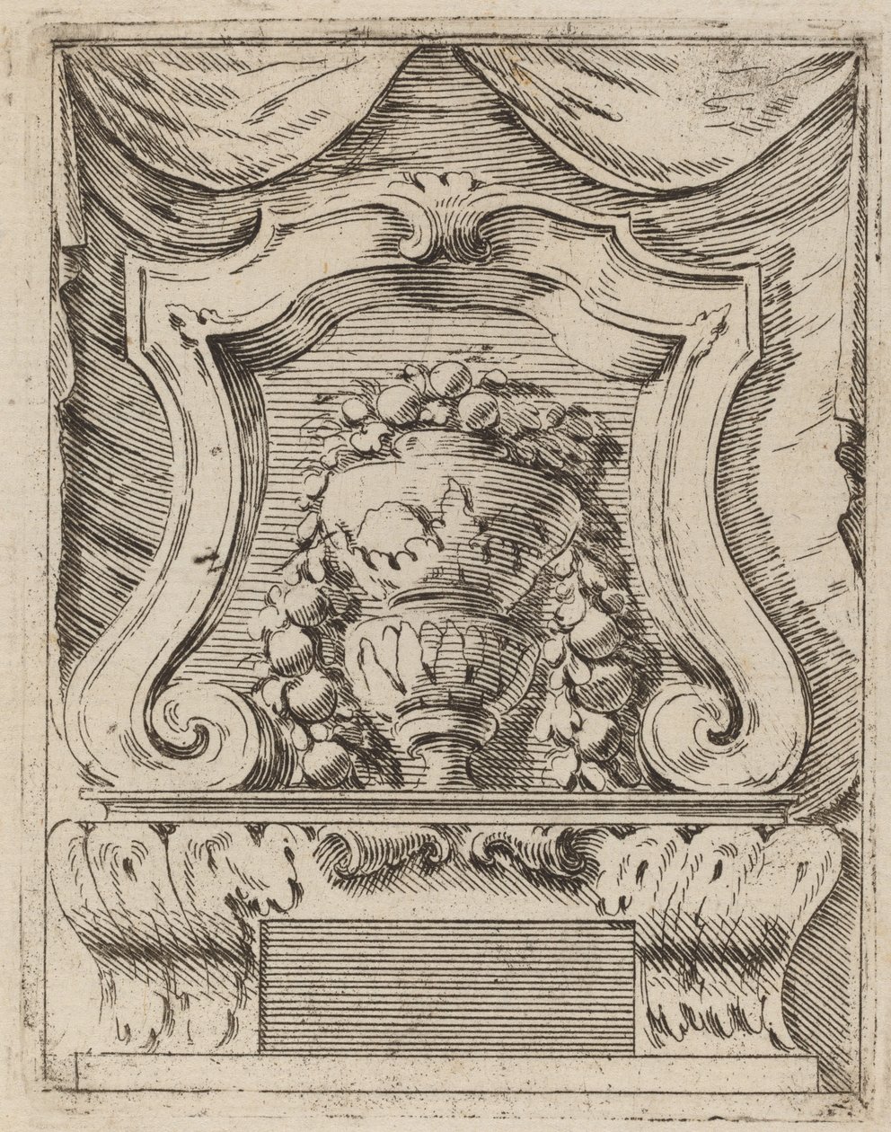 Architectural Motif with Fruit in a Vase by Carlo Antonio Buffagnotti