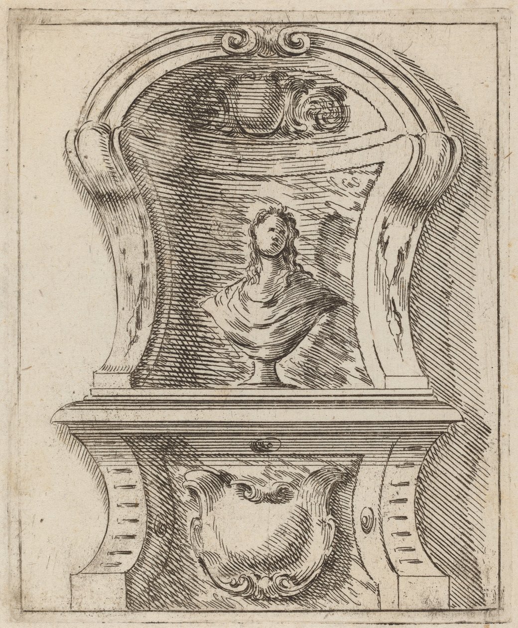 Architectural Motif with a Bust by Carlo Antonio Buffagnotti