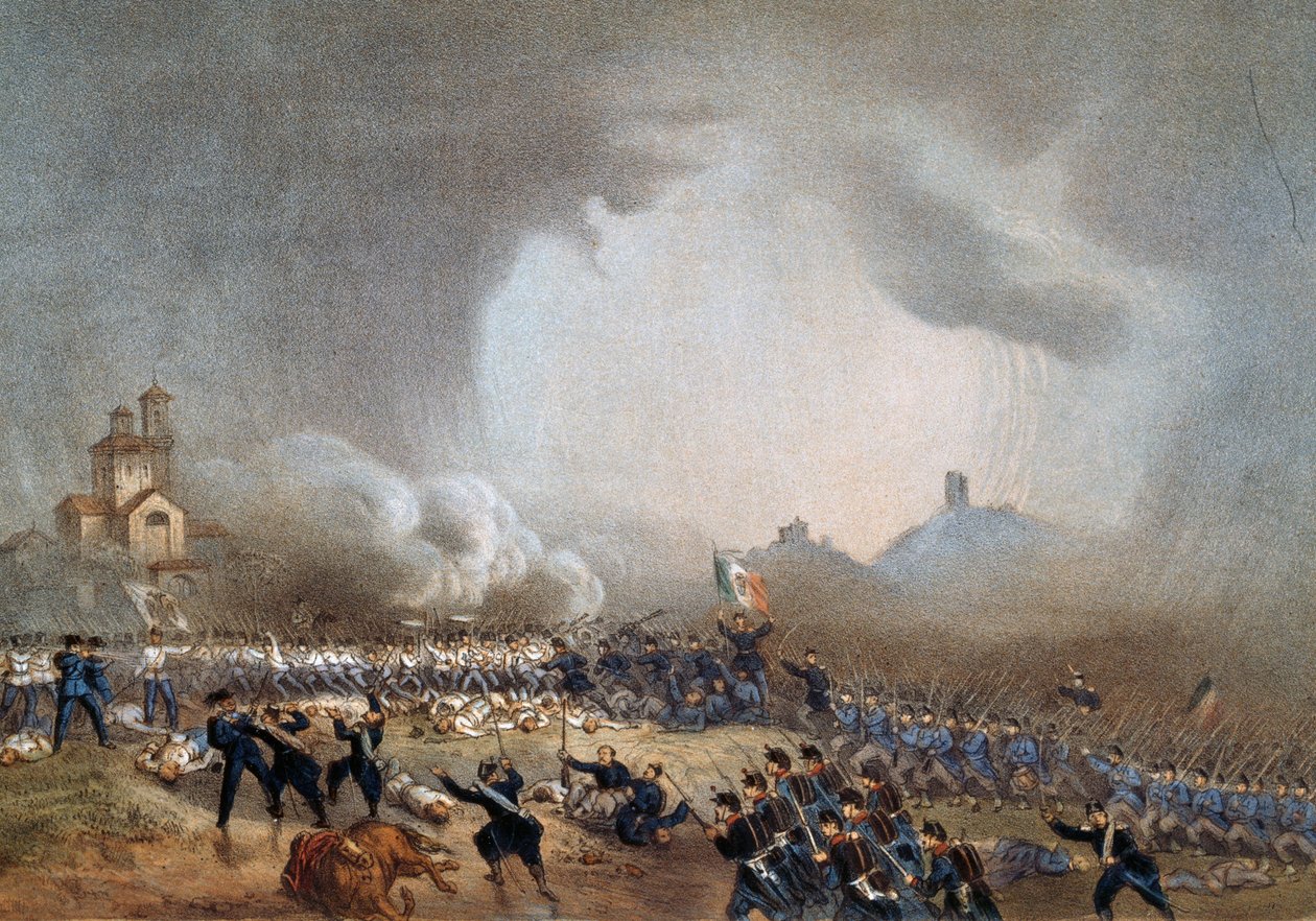 Attack of Piedmontese at Madonna della Scoperta, Battle of Solferino, June 24 by Carlo Bossoli