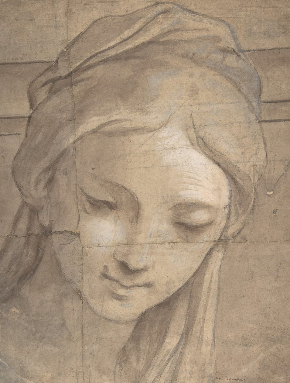 Head of a Young Woman in Three-Quarter View Facing Left by Carlo Cignani