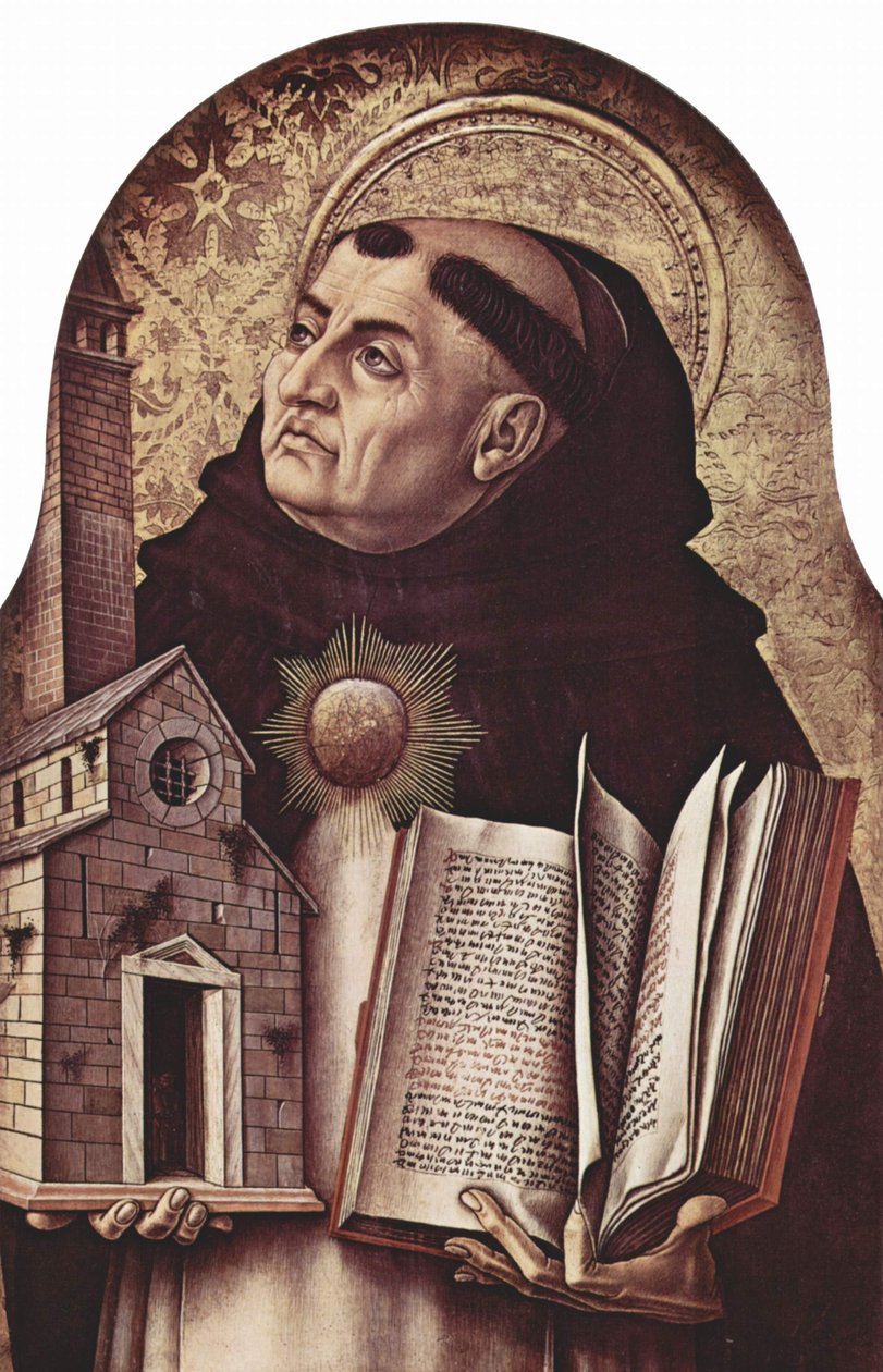 Altar of San Domenico in Ascoli, Polyptych, Left Outer Panel: Saint Thomas Aquinas by Carlo Crivelli