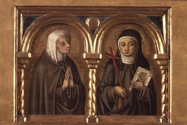 Unidentified Female and St. Clare of Assisi (detail) by Carlo Crivelli