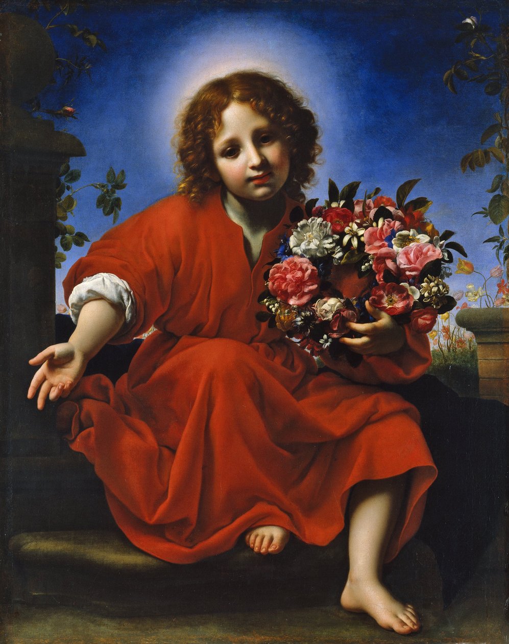The Infant Christ with a Floral Wreath by Carlo Dolci