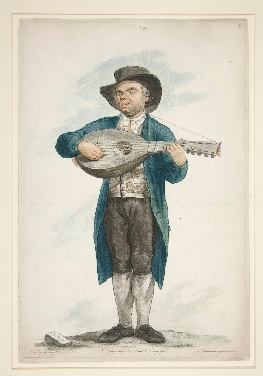 Claudi, the Blind Lute Player and Singer. From the series of twelve Florentine Street Characters. by Carlo Lasinio