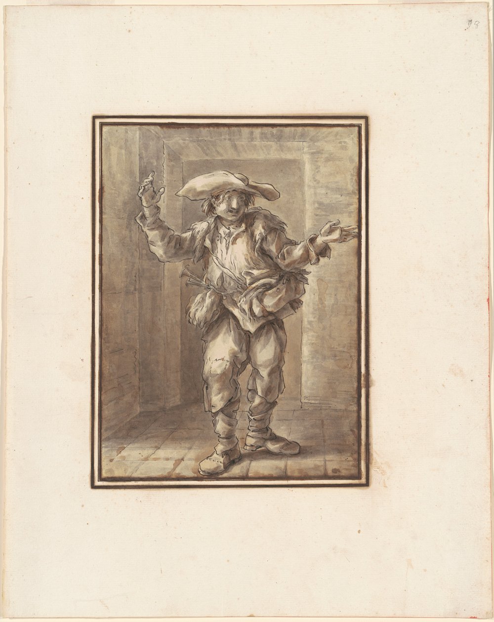 Caricature of a Peasant with a Broad Hat by Carlo Marchionni
