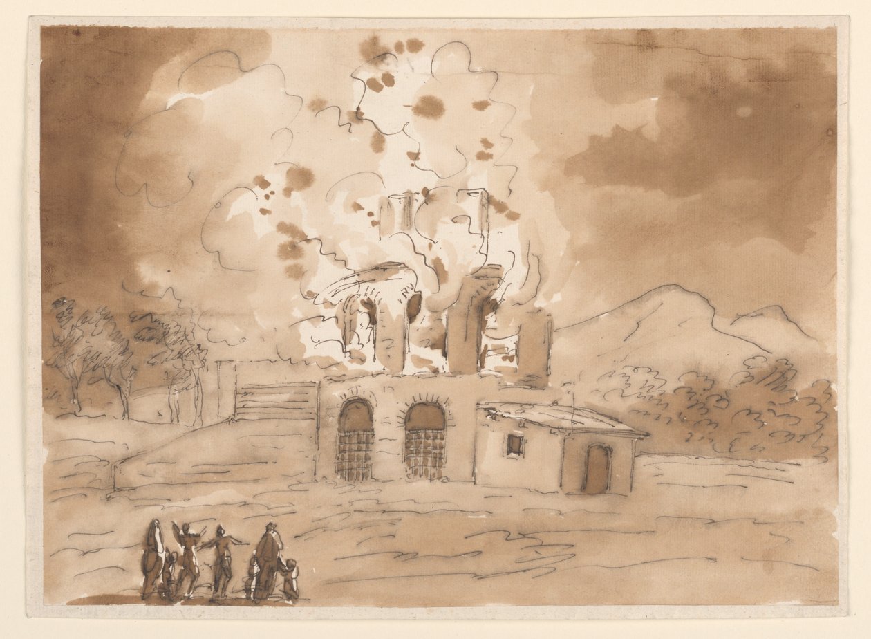 Landscape with a Burning Tower, ca. 1780 by Carlo Marchionni
