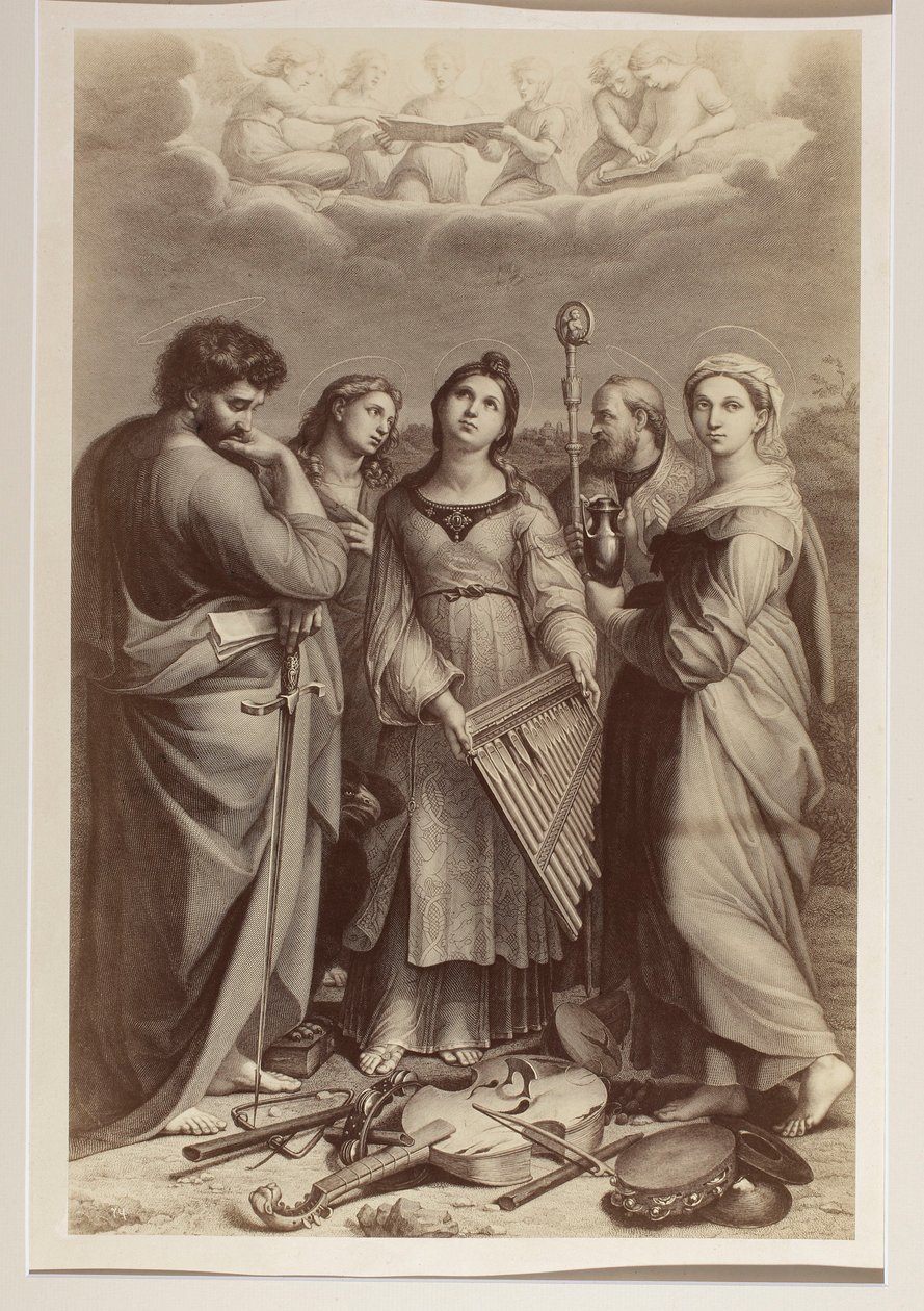 Ecstasy of St. Cecilia, engraving by an unknown author after Raphael (1483-1520) by Carlo Naya
