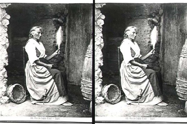 Old Woman Spinning, Capri, c.1865 by Carlo Naya