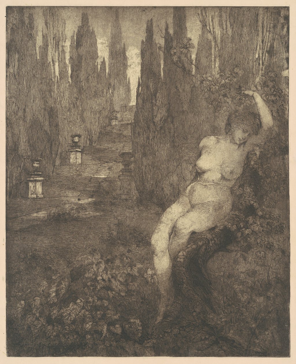 Naked Woman Asleep in the Park, 1890s by Carlo Paolo Agazzi