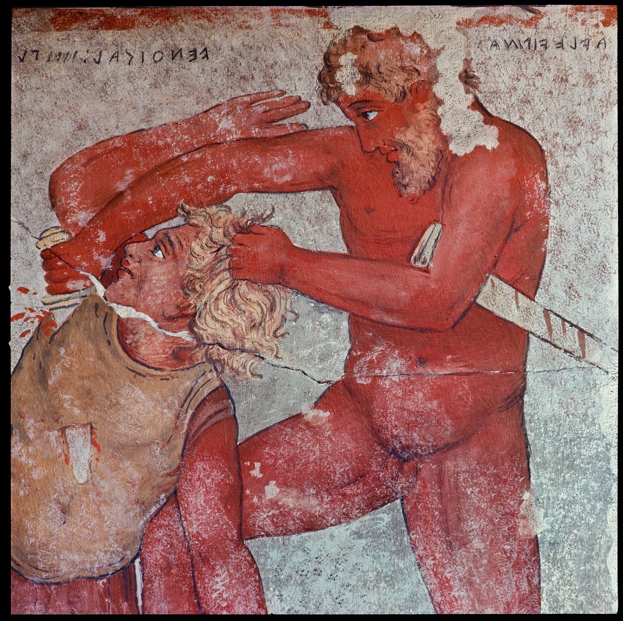 Representation of the Sacrifice of Trojan Prisoners in Tribute to Patroclus by Carlo Ruspi (Reproduction of 4th century BC Frescoes). Florence, Archaeological Museum by Carlo Ruspi