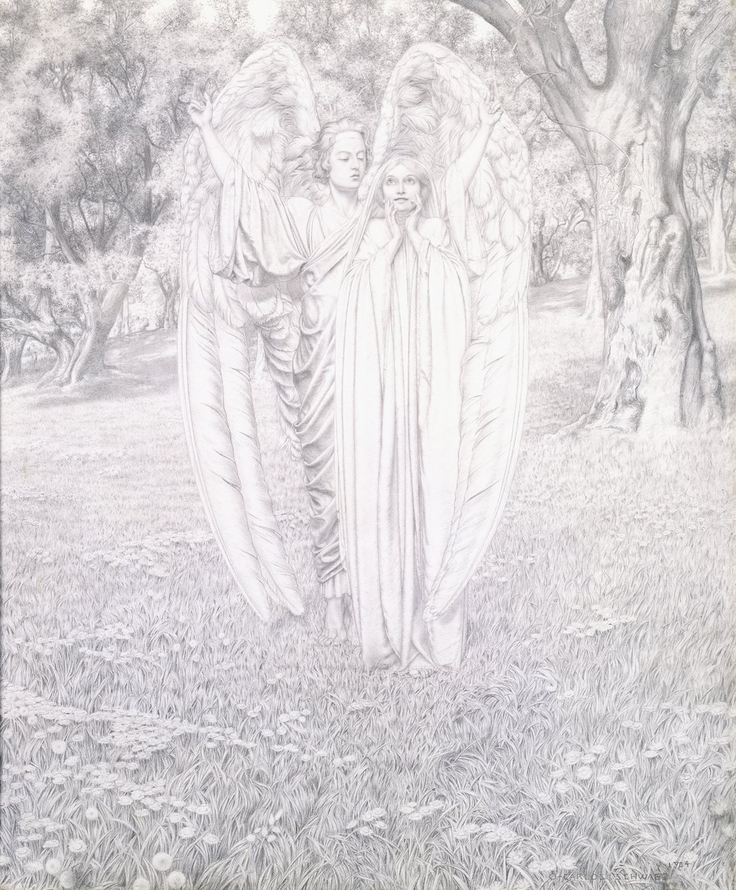 Two Angels, 1904 by Carlos Schwabe