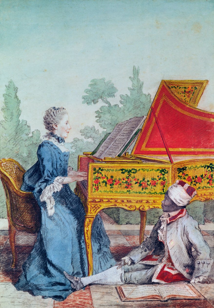 Portrait of Mademoiselle Desgots of Saint-Domingue with her slave Laurent by Carmontelle