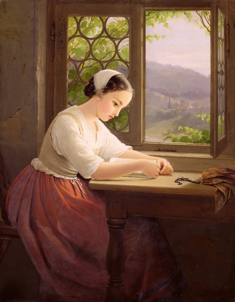 Girl Reading by an Open Window by Caroline von der Embde