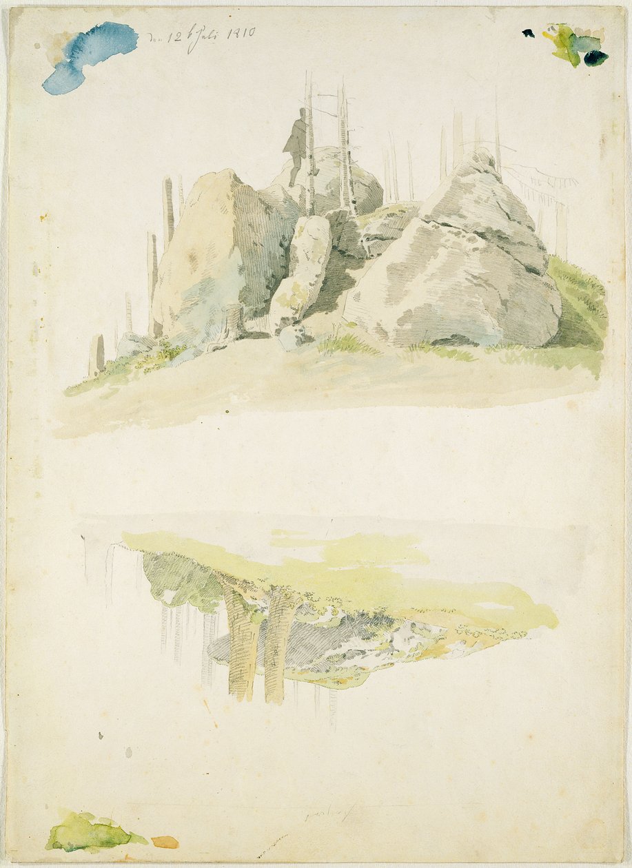 Rock and Tree: Two Studies, 12th July 1810 by Caspar David Friedrich