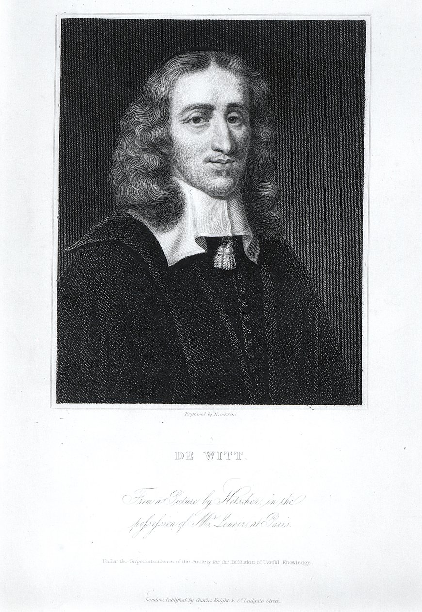 Portrait of Johan de Witt, engraved by Edward Scriven by Caspar Netscher