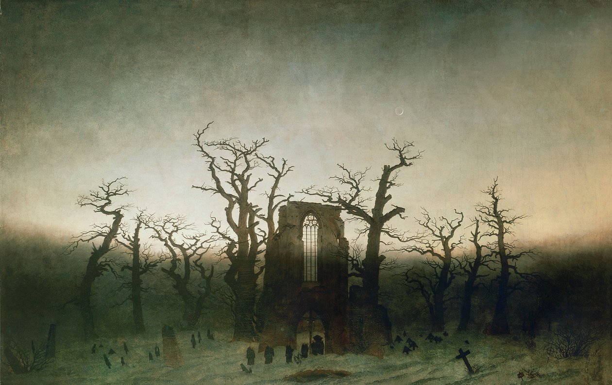 絵画 Abebe Abbey in the Oakwood by Caspar David Friedrich