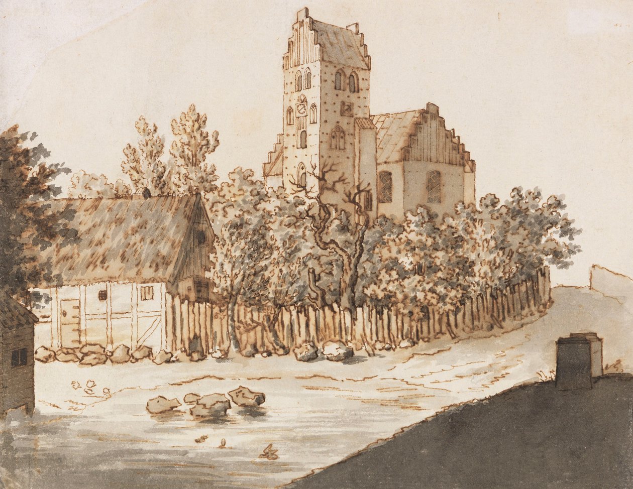 Lyngby Church by Caspar David Friedrich