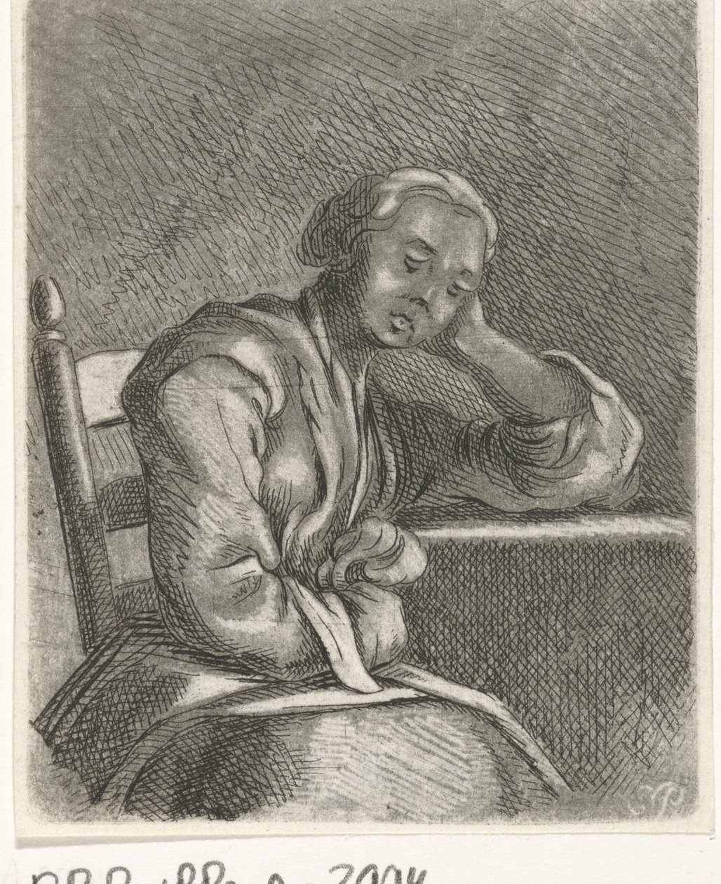 Sleeping Girl at Table by Caspar Jacobsz. Philips