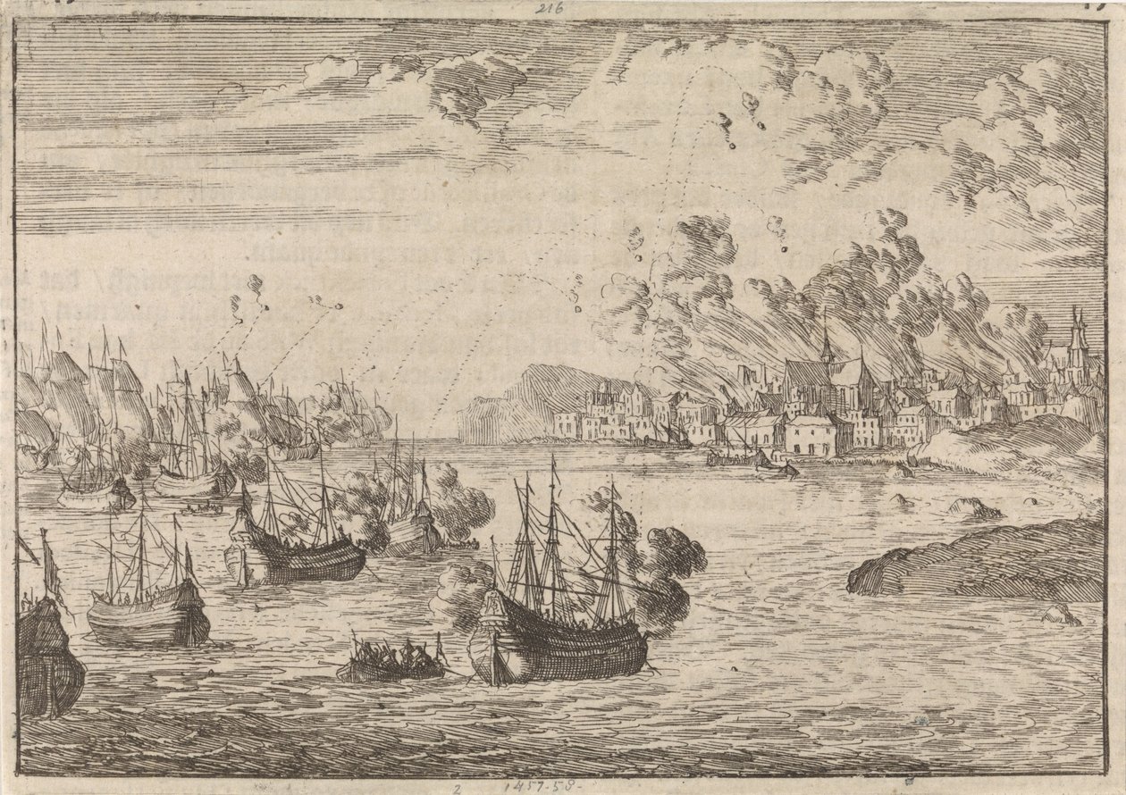 Bombardment of Dieppe, 1694 by Caspar Luyken