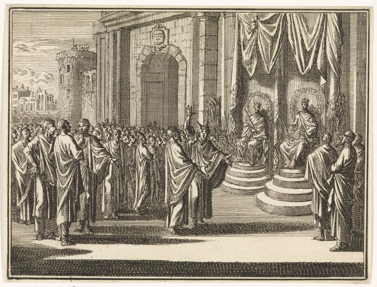 Prophet Micah before Jehoshaphat and Ahab by Caspar Luyken