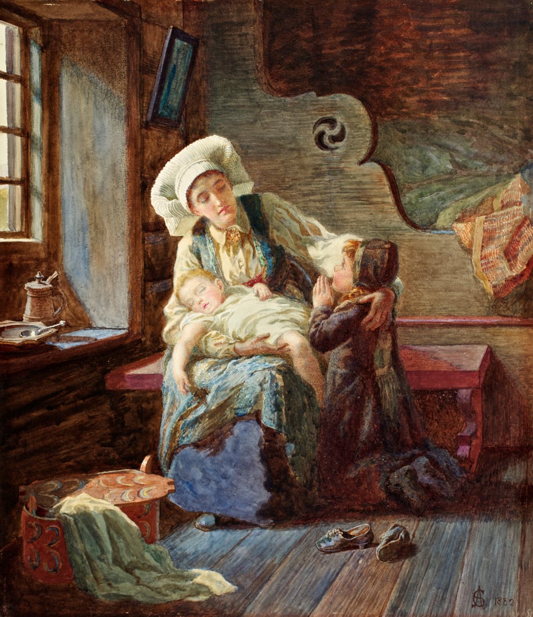 Evening in a Norwegian Home, 1882 by Catharine Adelaide Sparkes