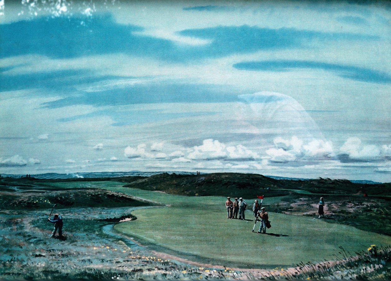 Cecil Aldin 1870-1935, Fine Art Print of Golf Course, c. 1920 by Cecil Charles Windsor Aldin