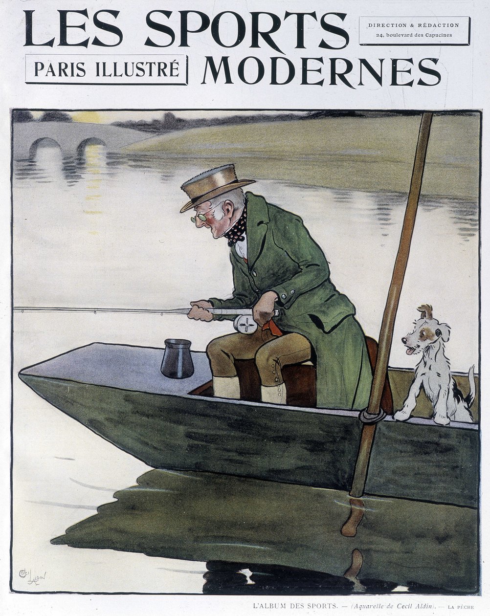 Angling - Drawing by C. Aldin in 