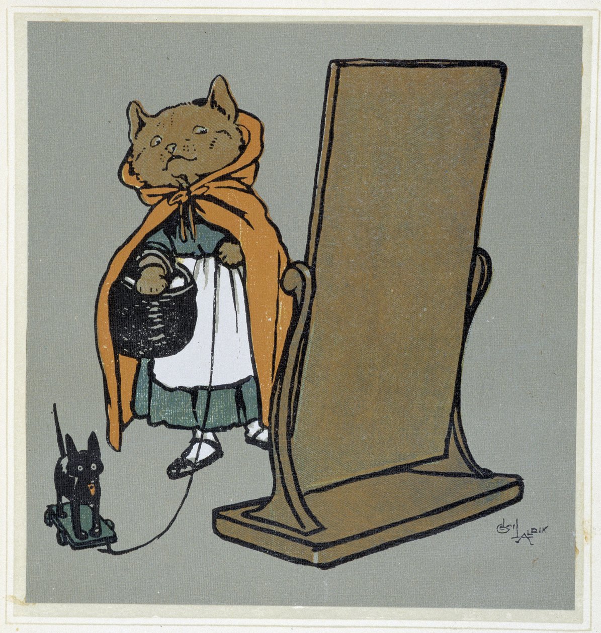 Cat in Front of His Mirror - drawing by Cecil Aldin by Cecil Charles Windsor Aldin