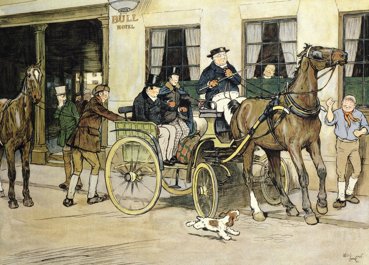 The Pickwickians start from the Bull Hotel at Rochester by Cecil Charles Windsor Aldin