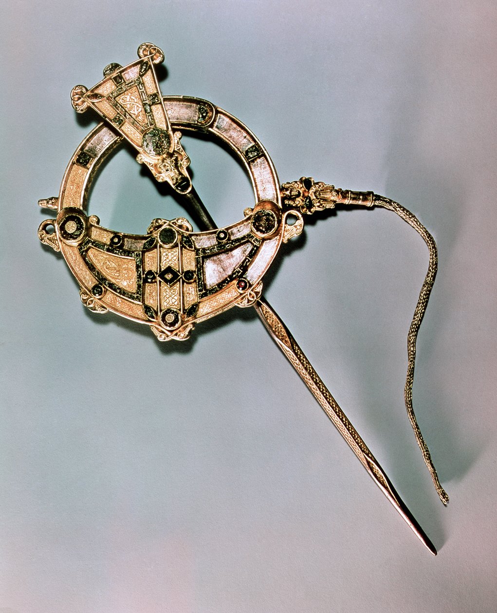 The Tara Brooch, from Bettystown, County Meath (cast silver with glass, enamel und amber) by Celtic