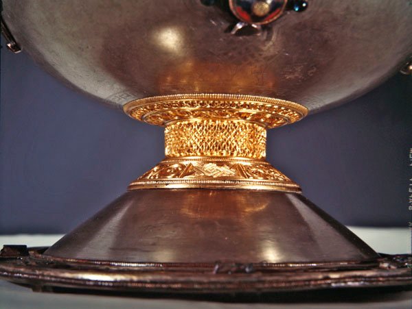 The Ardagh Chalice, Reerasta, County Limerick (silver with silver gilding, enamel, brass & bronze) (detail) by Celtic
