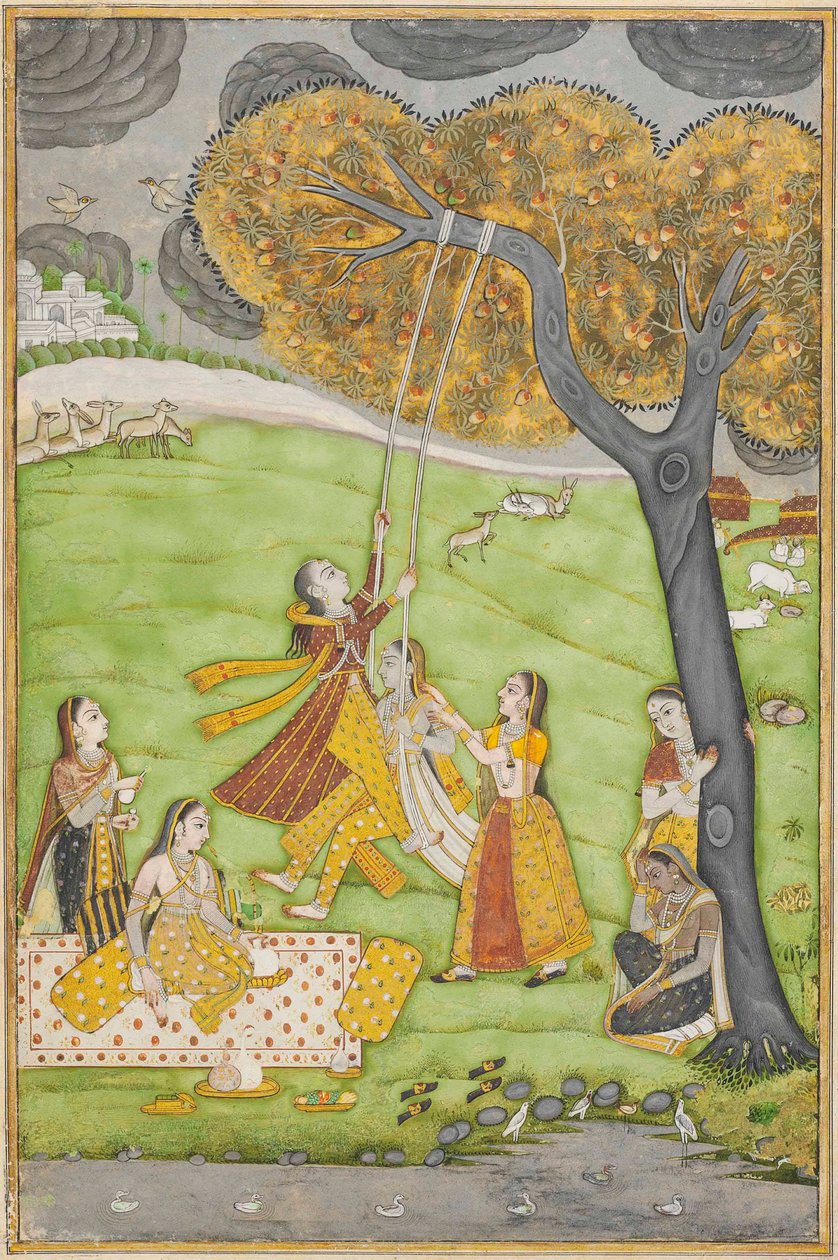 Ladies on a Swing, Mid-18th Century by Central Indian School