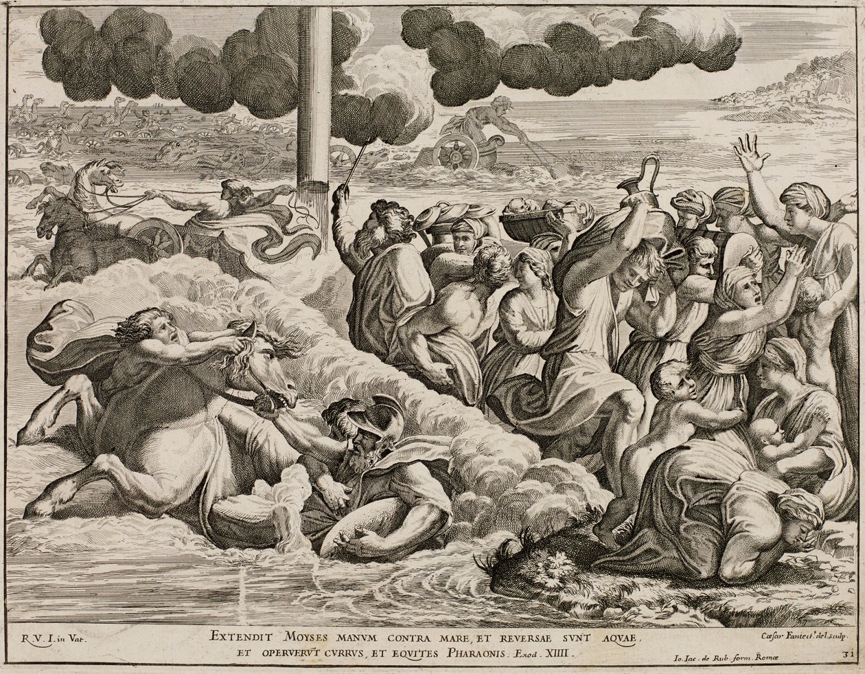 The Israelites crossing of the Red Sea after fresco by Raphael by Cesare Fantetti