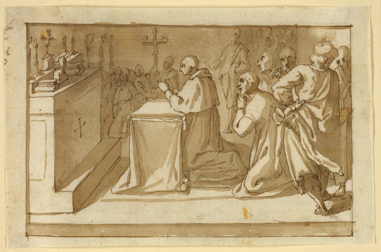 Saint Charles Borromeo Venerating the Relics by Cesare Nebbia