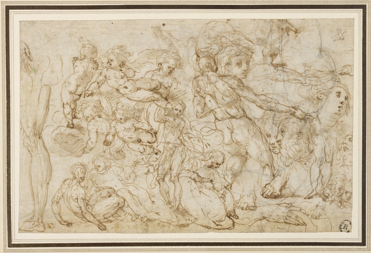 Sheet of Figure Studies by Cesare Pollini